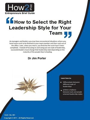 cover image of How to Select the Right Leadership Style for Your Team